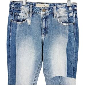 Hidden Jeans Distressed Patchwork Crop Denim Raw Hem Y2K Grunge Style Size 27